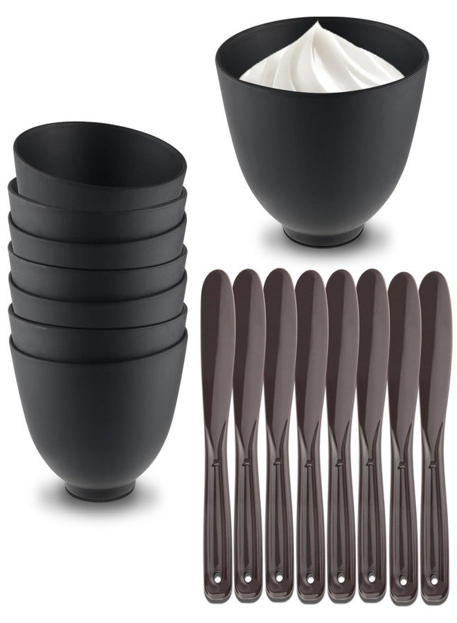BOSMIOW 8Pcs Black Facial Mask Mixing Bowl with 8Pcs Spatulas,Silicone Mud Mask DIY Containers,Skincare Products Makeup Kit,Cosmetic Beauty Tool for Home Use,Salon,SPA,Microwavable - Image 1